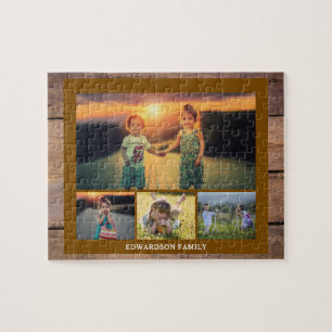 Familjekollage 4 bilder och familjenamn pussel