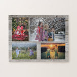Familjekollage 4 foton på rustiskt trä pussel<br><div class="desc">Familjefotosamlingspussel Du kan anpassa det och lägga till de vackraste bilderna. Underbar roligt!</div>