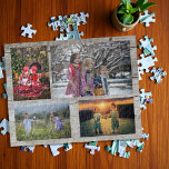 Familjekollage 4 foton på rustiskt trä pussel<br><div class="desc">Familjefotosamlingspussel Du kan anpassa det och lägga till de vackraste bilderna. Underbar roligt!</div>
