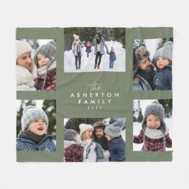 Familjekollage 6, enkel, modern grönt fleecefilt