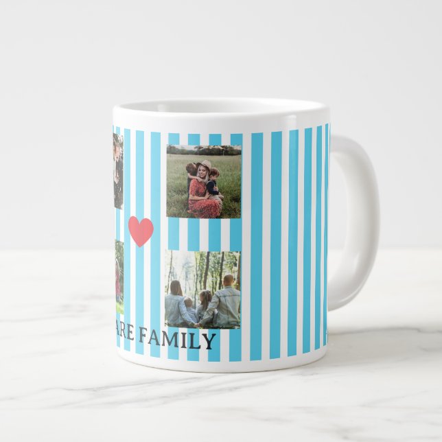 Familjekollage med pastellstrimlad färg jumbo mugg (Framsida höger)