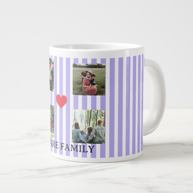 Familjekollage med pastellstrimlad färg jumbo mugg (Framsida höger)