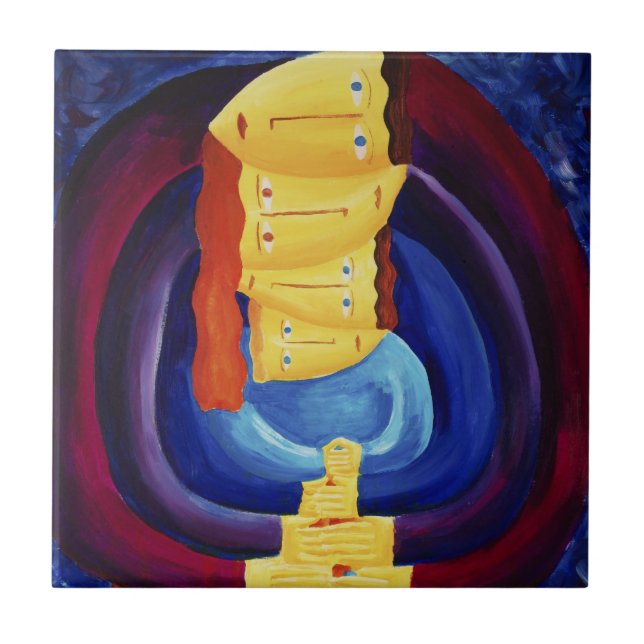 Familjekonfigurationer - Modern Porträtt-målning Kakelplatta (Framsidan)