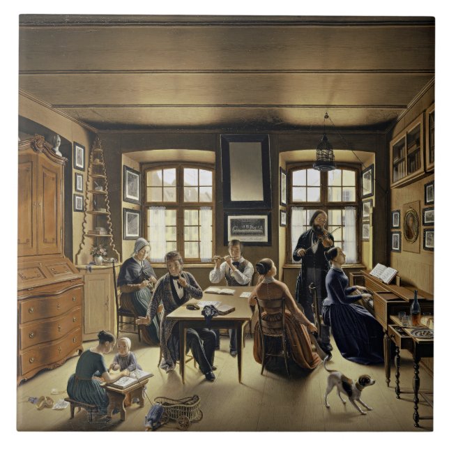 Familjekonsert i Basel (av Sebastian Gutzwiller) Kakelplatta (Framsidan)