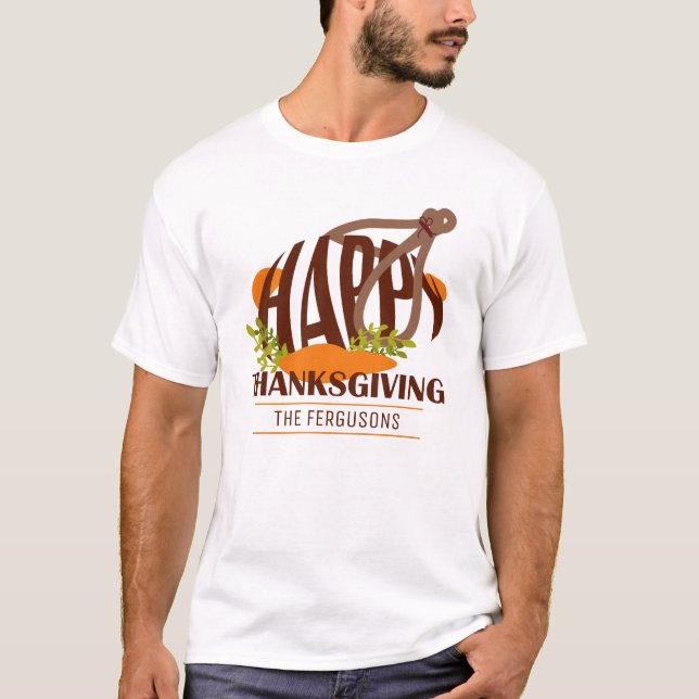 Familjekonstnärlig Thanksgiving Turkiet Brown & Or T Shirt (Framsida)