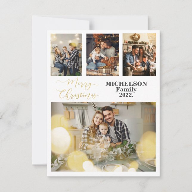Familjekort för jul 4-fotomathälsning julkort (Framsida)