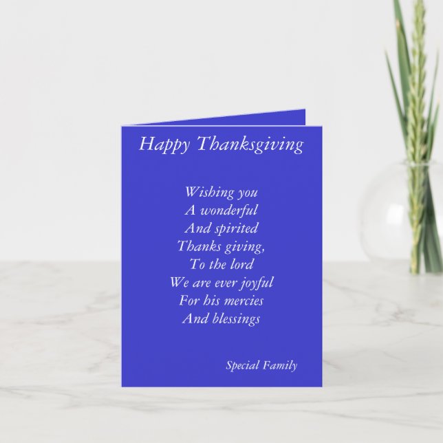 Familjekort för thanksgiving helgkort (Framsida)