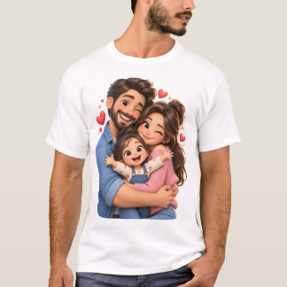 Familjekram _3D-figur T-shirt-design T Shirt