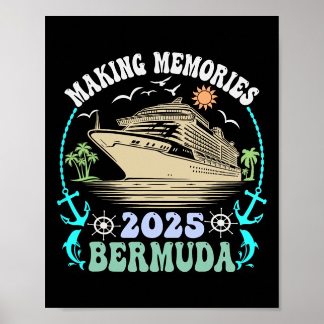 Familjekryssning Bermuda 2025 Sommar Matchning Sem Poster (Framsidan)