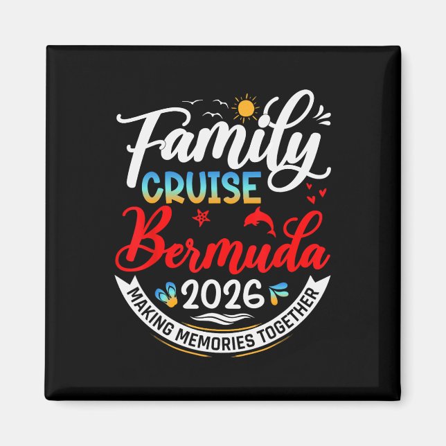 Familjekryssning Bermuda 2026 Sommar Matchande Sem Magnet (Framsidan)