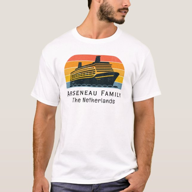 Familjekryssningsuppehåll suvenir Anpassa T Shirt (Framsida)