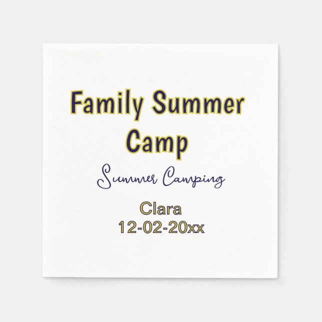 Familjelägerresa anpassa namn datumSommar Pappersservett (Framsidan)