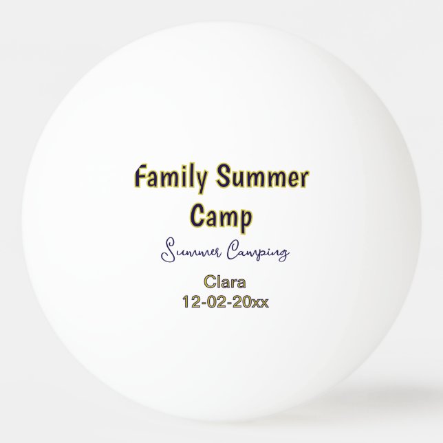 Familjelägerresa anpassa namn datumSommar Pingisboll (Framsidan)