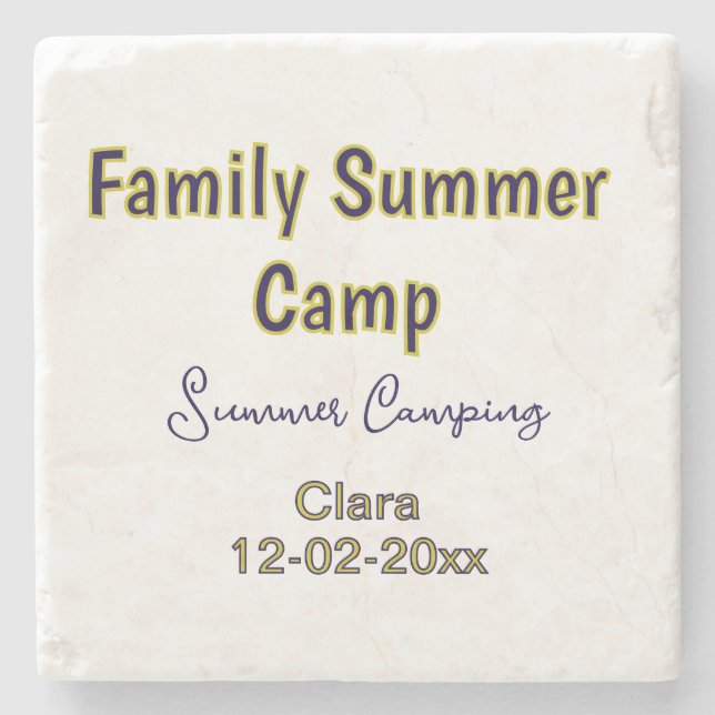 Familjelägerresa anpassa namn datumSommar Stenunderlägg (Framsidan)