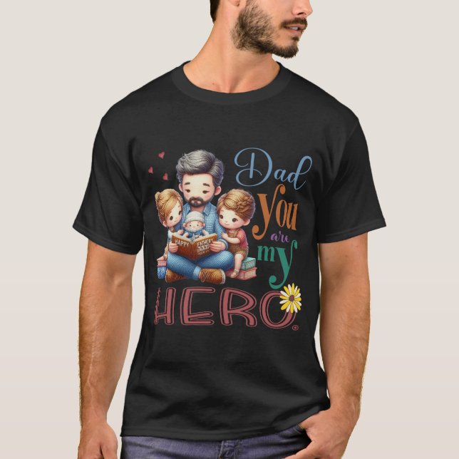 Familjeläsningstid Pappa du är min hjälte T Shirt (Framsida)