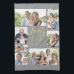 Familjelivet är Gulten 7 för Best Life Grått 7 Pho Kökshandduk<br><div class="desc">Skapa din egen fotofilt med 7 av dina favoritfoton. Familjecitatet lyder "Familjelivet är det bästa livet" och är skrivet i avslappnadens skript och smalans typsnitt. Fotomallen är inställd så att du kan lägga till bilderna medsols från den översta lämnat. Den här designen har en neutralt, trendig färg-palett med grått och...</div>