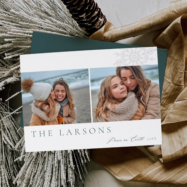 Familjemarkör | Fred på jorden två foto Julkort (Skapare uppladdad)
