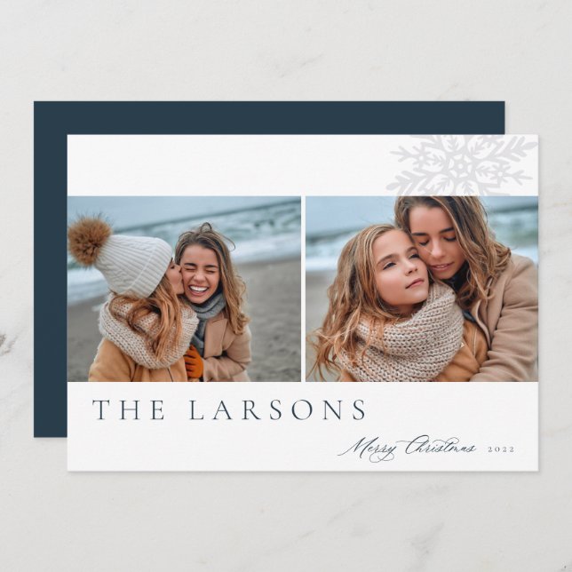 Familjemarkör | God jul 2-foto Julkort (Fram/baksida)