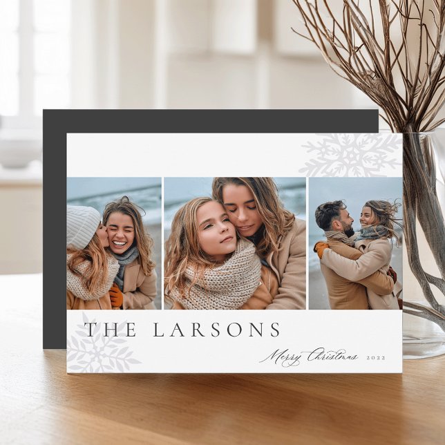 Familjemarkör | God jul Tre foto Julkort (Skapare uppladdad)