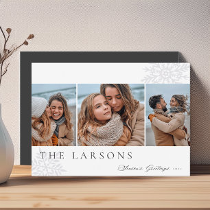 Familjemarkör Säsongens hälsningar Tre foto Julkort