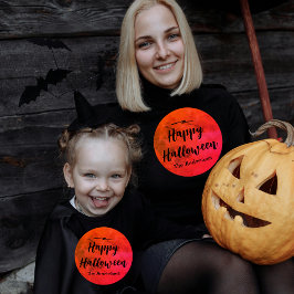 Familjematchande Orange och Black Modern Halloween T Shirt