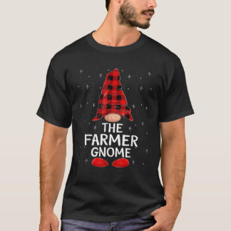 Familjematchande röd rutig julgnom för bonden jul t shirt