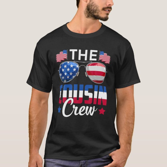 Familjematchen för kusin besättning USA flagga sol T Shirt (Framsida)