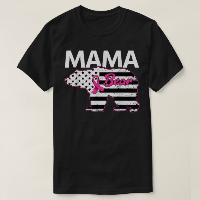 Familjematchning av Mamman Bear Breast Cancer Awar T Shirt (Design framsida)
