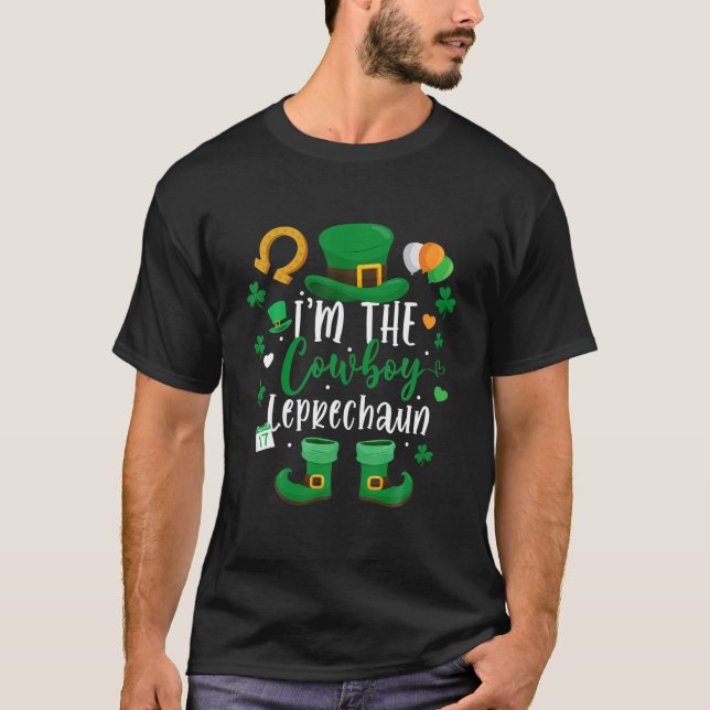 Familjematchning jag är Cowboy Leprechaun St Patri T Shirt (Framsida)