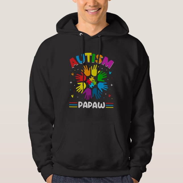 Familjematchning mellan Autism Papaw Kärlek Autism Hoodie (Framsida)