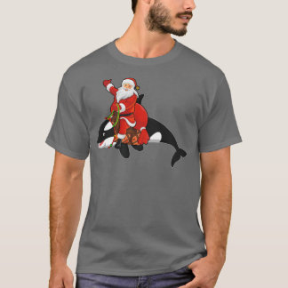Familjematchning, underlig Santa Riding Orca Fish  T Shirt