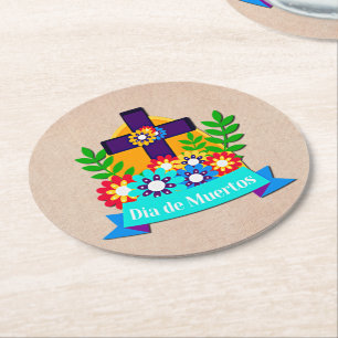Familjemedlemmar i Day of the dead Daisy Flower Ko Underlägg Papper Rund