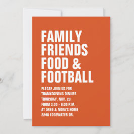 Familjemedlemmar, mat, fotboll Thanksgiving inbjud