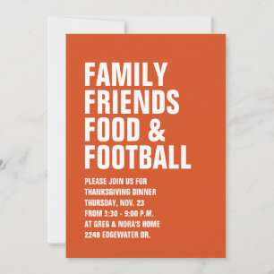 Familjemedlemmar, mat, fotboll Thanksgiving inbjud