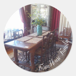 Familjemiddag för lantbrukare runt klistermärke