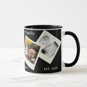 Familjeminnen 4-bildskollage Svart kaffemugg