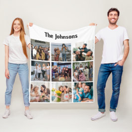 Familjeminnen 9 Foto Grid Personlig kollage Fleecefilt