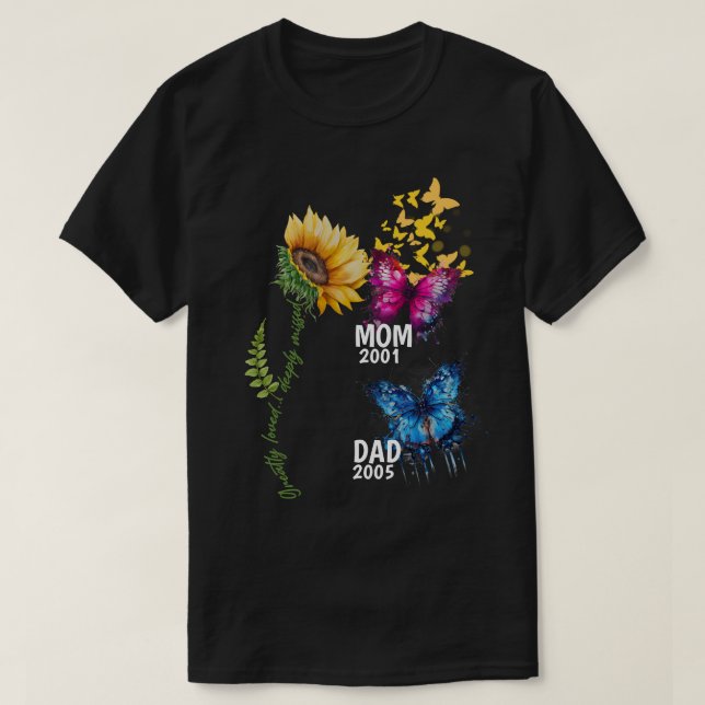Familjeminnessolros och fjärilsvattenfärg t shirt (Design framsida)