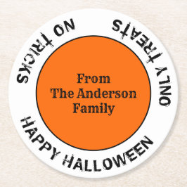 Familjemodern Namn Typografi Happy halloween Underlägg Papper Rund