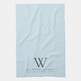 Familjemonogram Elegant Pastel Blue Kitchen Kökshandduk