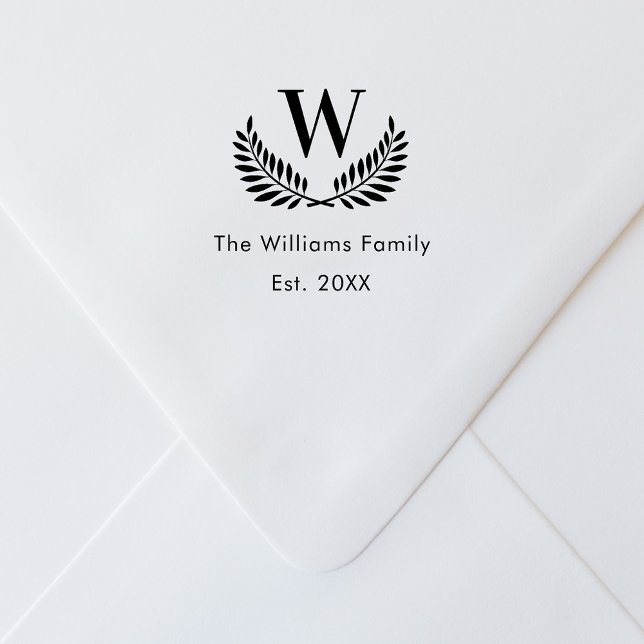 Familjemonogram klassisk lagerkrans självfärgande stämpel (Skapare uppladdad)