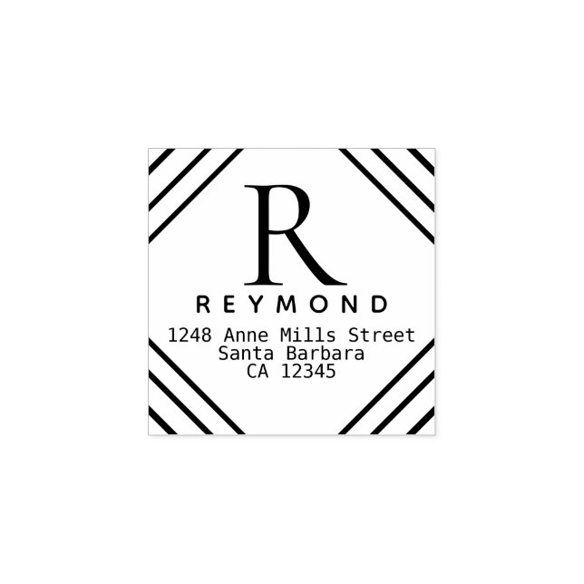 familjemonogram med returadress stämpel (Tryck)