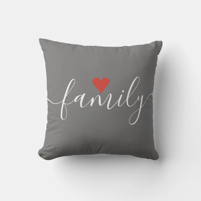 Familjemonogram Preppy-randig Kärlekshjärta Kudde (Framsida)