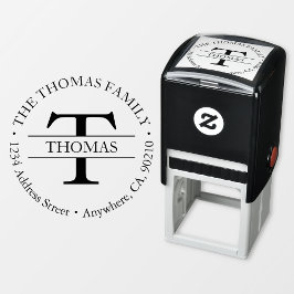 Familjemonogram Self-Inking Adress Rubber Frimärke Självfärgande Stämpel