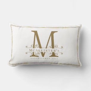 Familjemonogrametablering för elegant White och G Lumbarkudde