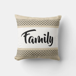 Familjemönstrad tryckt snygg typografi Beige Kudde