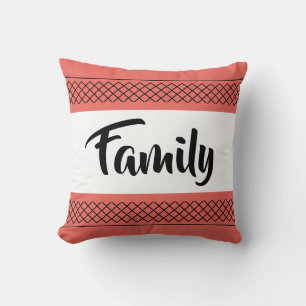 Familjemönstrat tryck Stilig typografi Korall Kudde