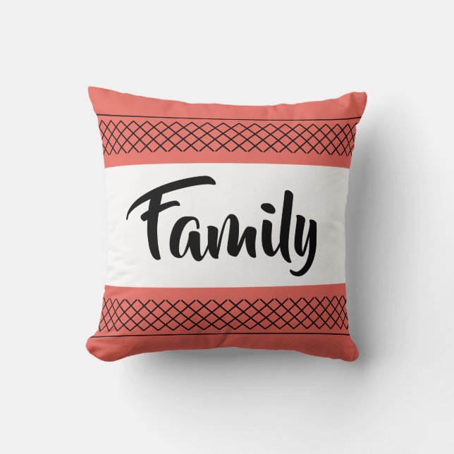 Familjemönstrat tryck Stilig typografi Korall Kudde (Framsida)
