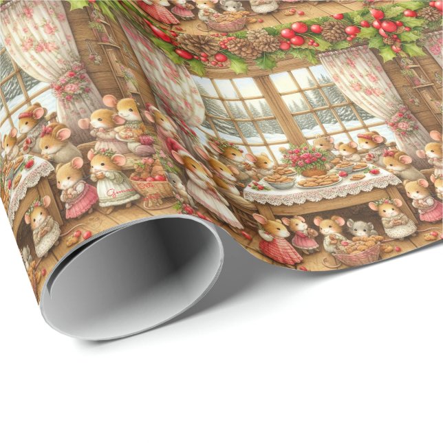 Familjemöss på julen presentpapper (Rullad Hörn)