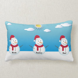 Familjen 3 Personlig Snögubbe Dekorativ kudde